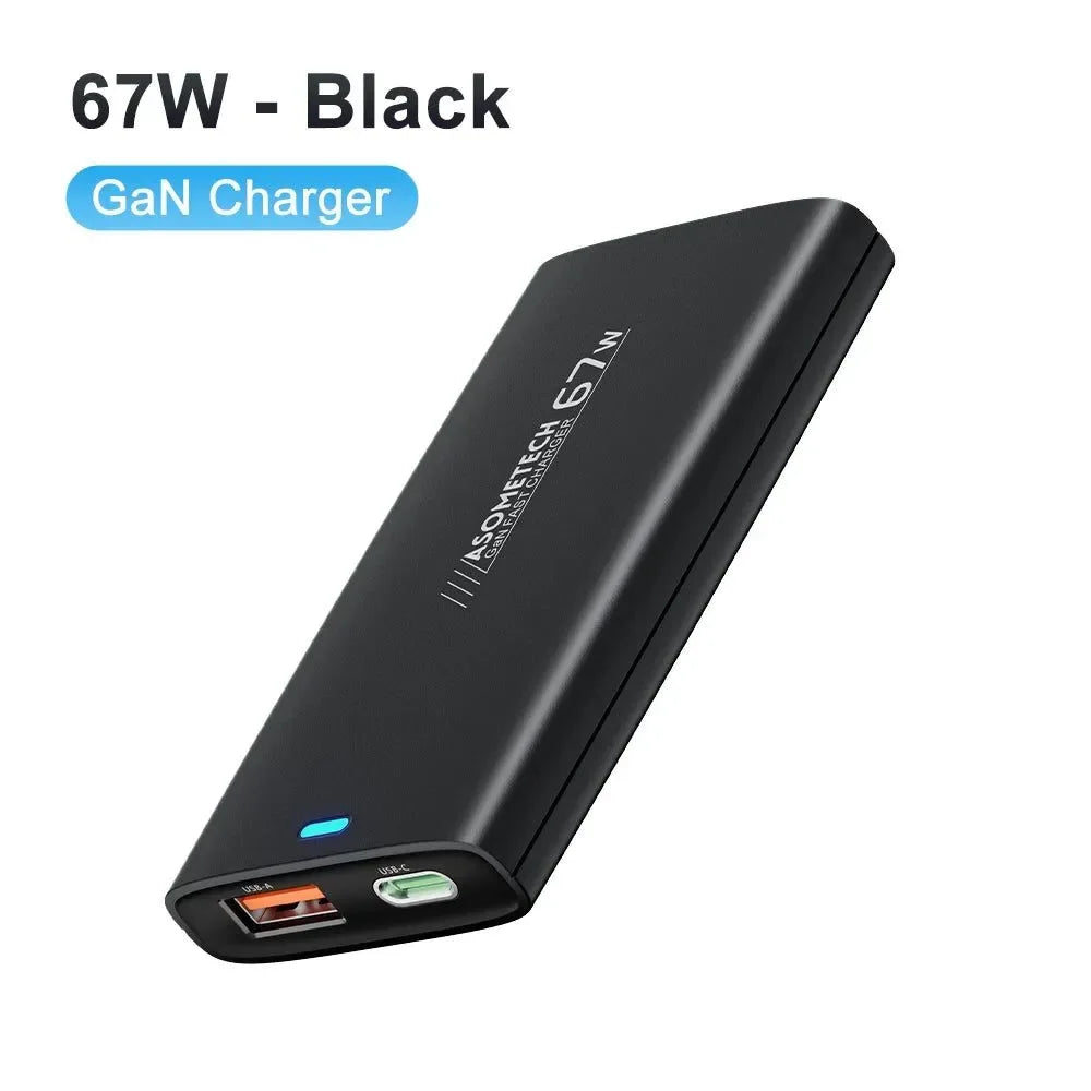 67W GaN Fast Travel Charger: PPS, QC, PD3.0 USB Type C Charger for iPhone 14, Samsung S23, Huawei, Xiaomi, and Macbook - Trekker Essentials