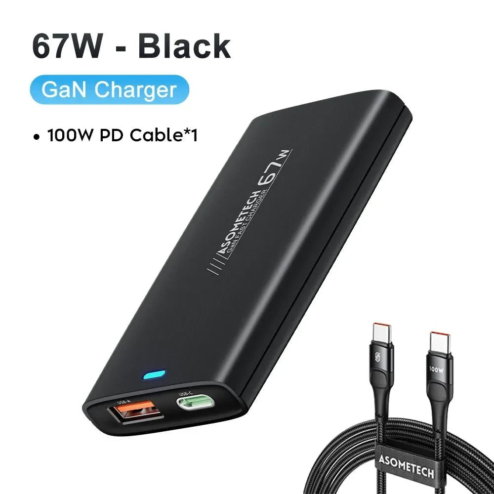 67W GaN Portable Charger: PD PPS QC3.0 USB Type C Super Fast Charger for iPad, iPhone 14, Samsung S23 Ultra, Xiaomi - Trekker Essentials