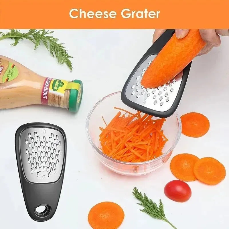 6pcs Kitchen Gadgets Set - Cheese Bottle Opener, Vegetable Peeler, Pizza Cutter, Garlic Grinder, Herb Stripper - Camp Kitchen Tools - Trekker Essentials