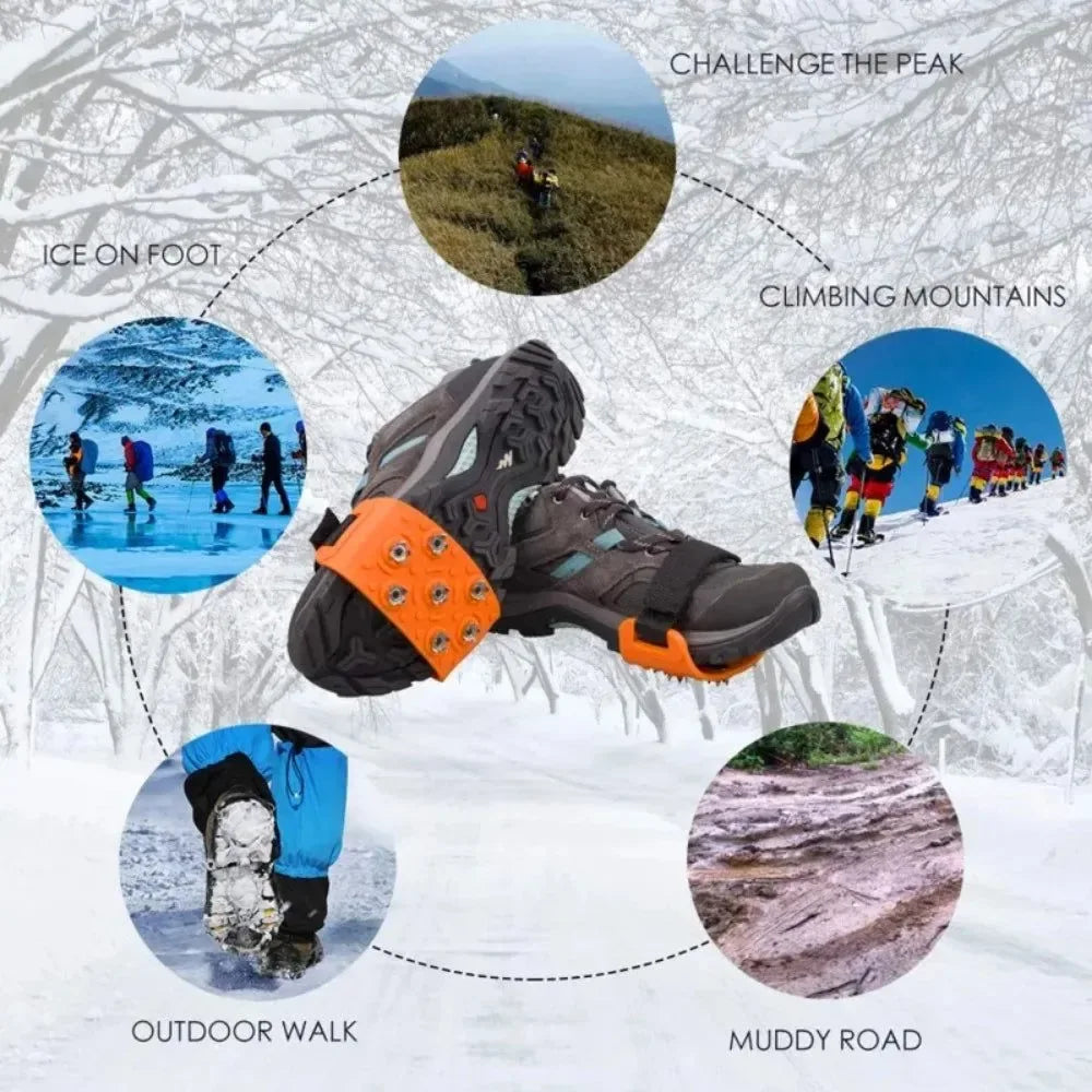 7-Spike Adjustable Ice Cleats - Anti-Slip Shoe Covers for Winter Hiking & Climbing (Fits Most Shoes) - Trekker Essentials
