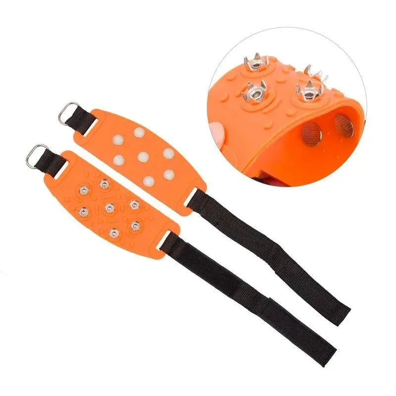 7-Spike Adjustable Ice Cleats - Anti-Slip Shoe Covers for Winter Hiking & Climbing (Fits Most Shoes) - Trekker Essentials