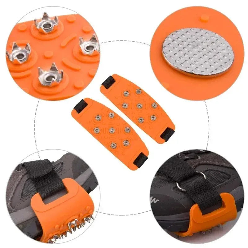 7-Spike Adjustable Ice Cleats - Anti-Slip Shoe Covers for Winter Hiking & Climbing (Fits Most Shoes) - Trekker Essentials