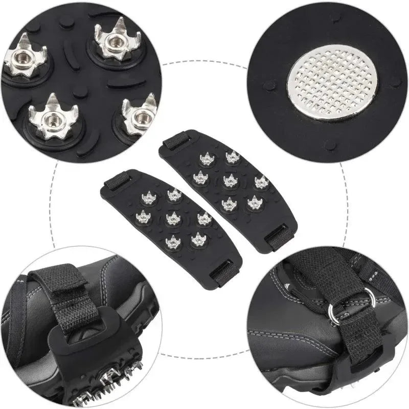7-Spike Adjustable Ice Cleats - Anti-Slip Shoe Covers for Winter Hiking & Climbing (Fits Most Shoes) - Trekker Essentials
