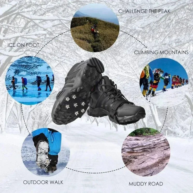 7-Spike Adjustable Ice Cleats - Anti-Slip Shoe Covers for Winter Hiking & Climbing (Fits Most Shoes) - Trekker Essentials
