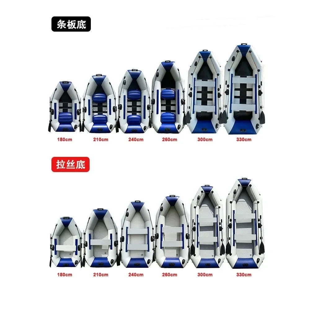 7.9ft Inflatable Fishing Boat: 240kg Capacity, 3-Person PVC Dinghy with Slat Floor & Oars - Trekker Essentials