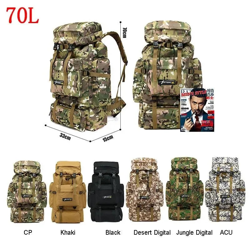 70L Tactical Camping Bag - Military Backpack for Mountaineering, Travel, and Outdoor Sports - Trekker Essentials