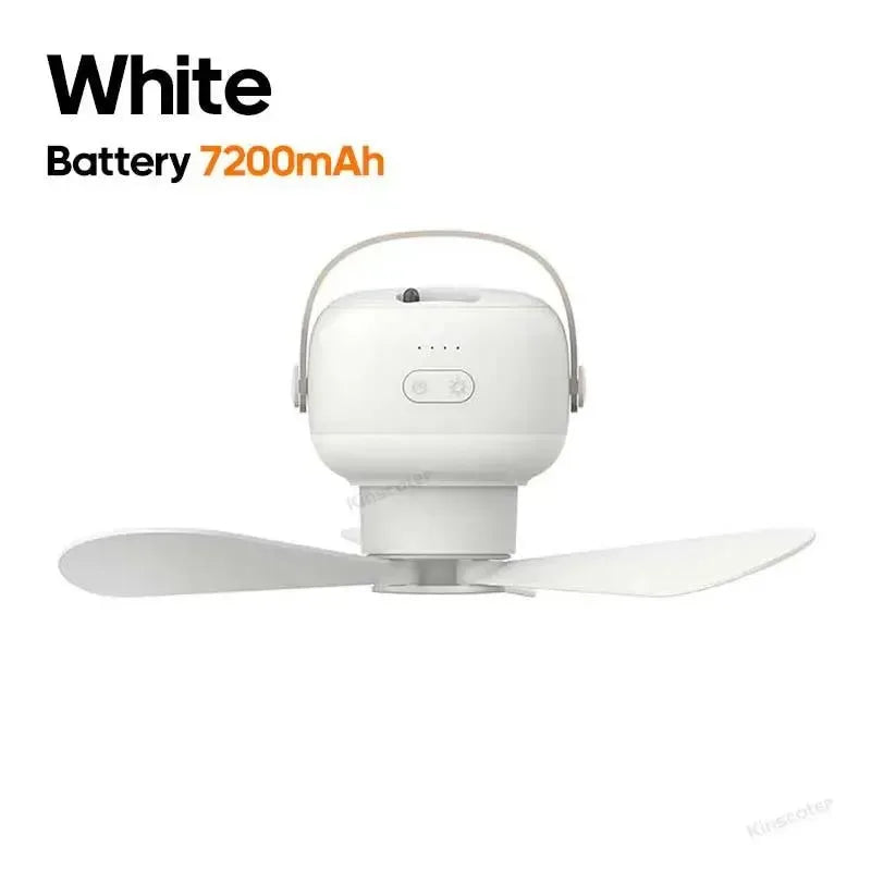 7200mAh Outdoor Camping Fan – Cordless Ceiling Fan with LED Light & Remote Control - Trekker Essentials
