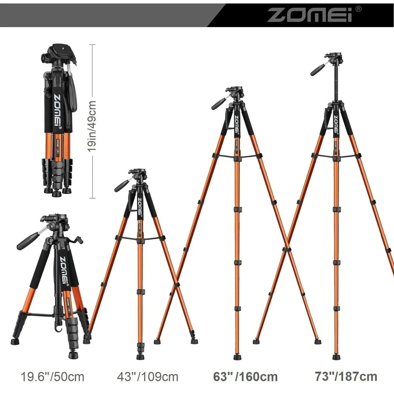 73.6" Professional Camera Tripod - 5kg Load Aluminum Alloy DSLR/Phone Stand - Trekker Essentials