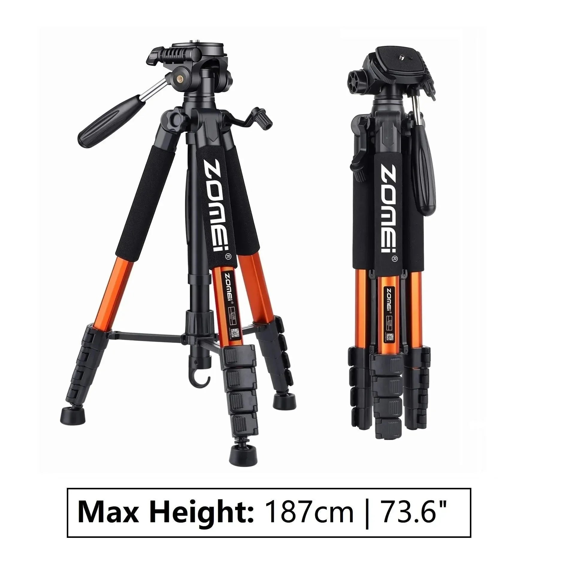 73.6" Professional Camera Tripod - 5kg Load Aluminum Alloy DSLR/Phone Stand - Trekker Essentials