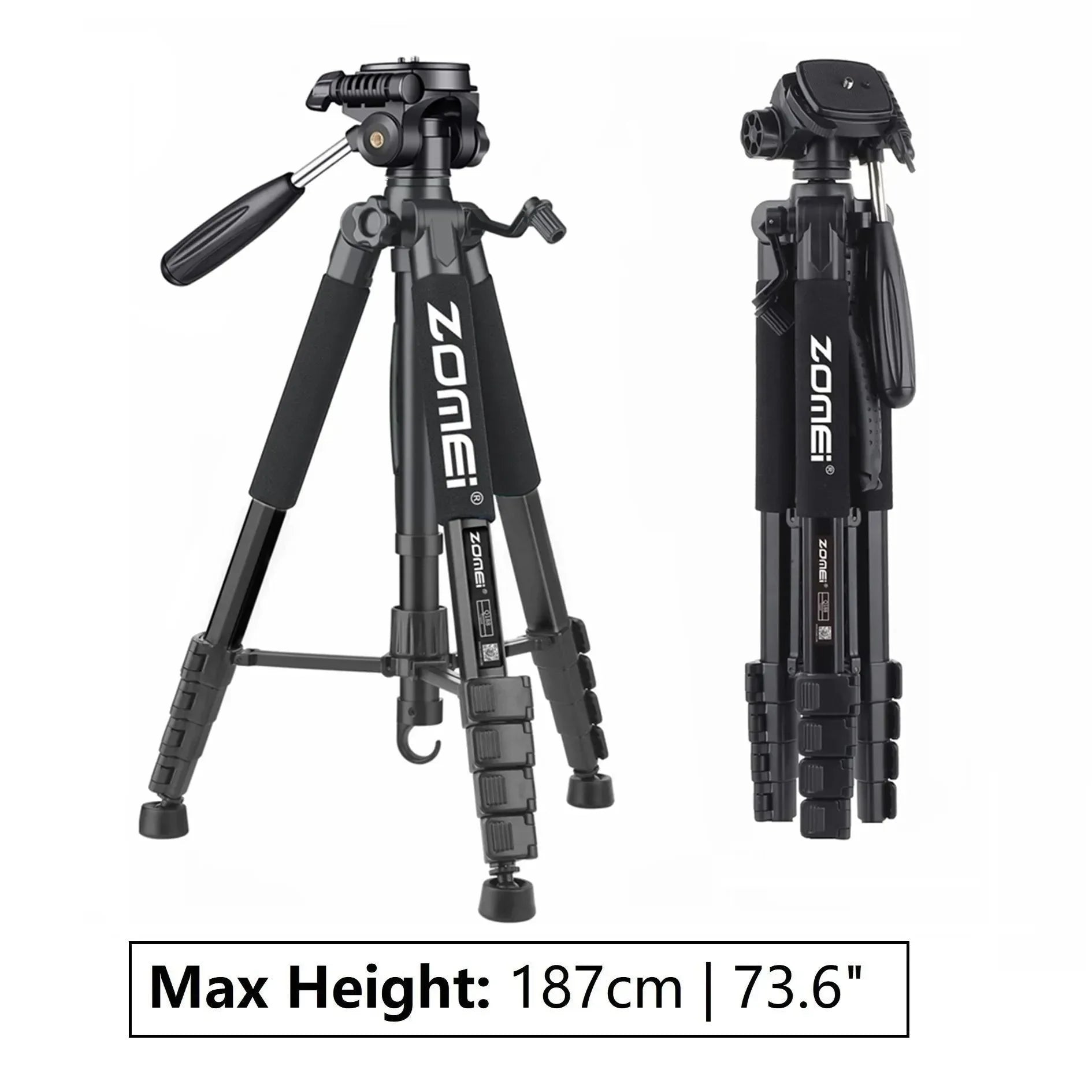 73.6" Professional Camera Tripod - 5kg Load Aluminum Alloy DSLR/Phone Stand - Trekker Essentials