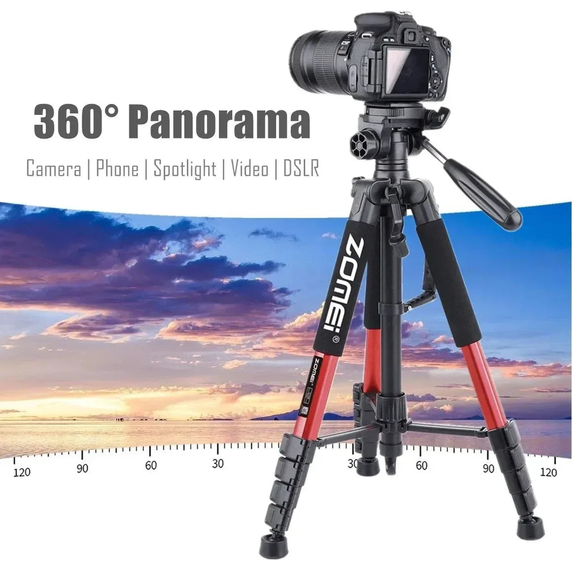 73.6" Professional Camera Tripod - 5kg Load Aluminum Alloy DSLR/Phone Stand - Trekker Essentials