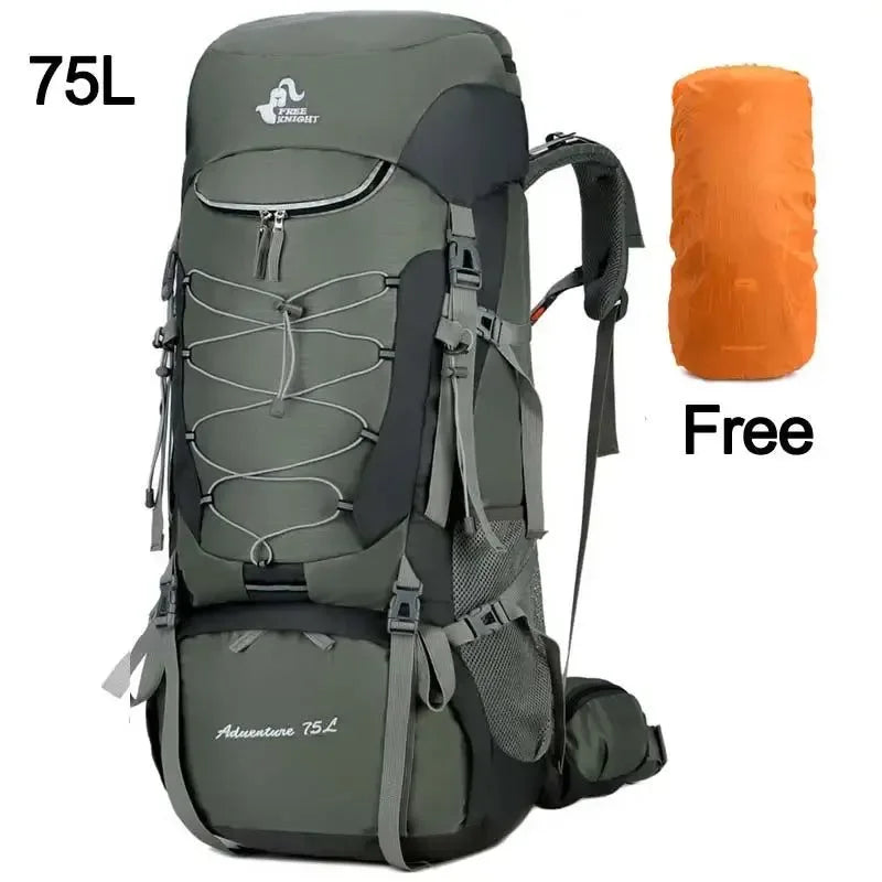 75L Camping Backpack with Rain Cover for Hiking, Climbing, and Mountaineering - Trekker Essentials