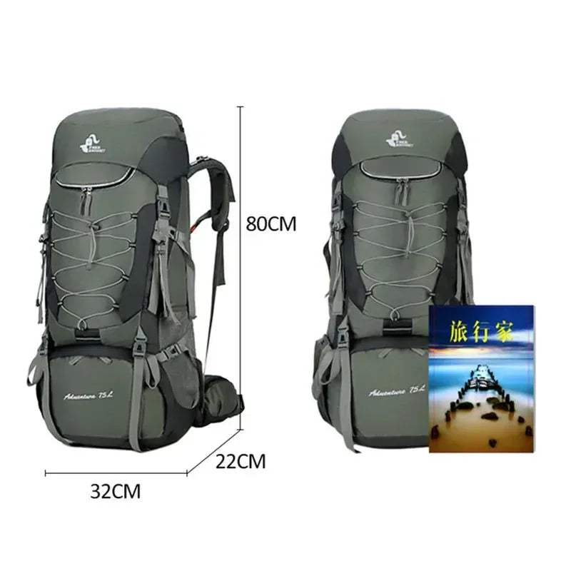 75L Camping Backpack with Rain Cover for Hiking, Climbing, and Mountaineering - Trekker Essentials