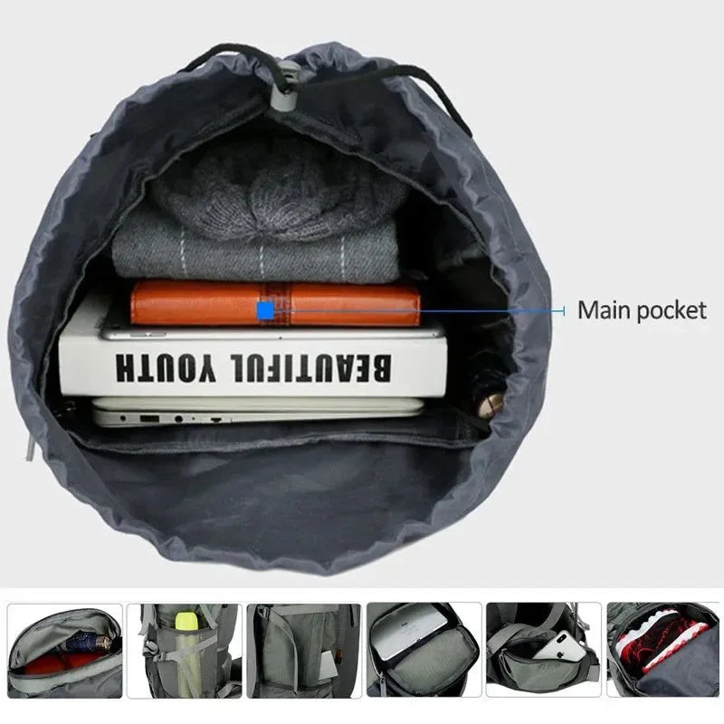 75L Camping Backpack with Rain Cover for Hiking, Climbing, and Mountaineering - Trekker Essentials