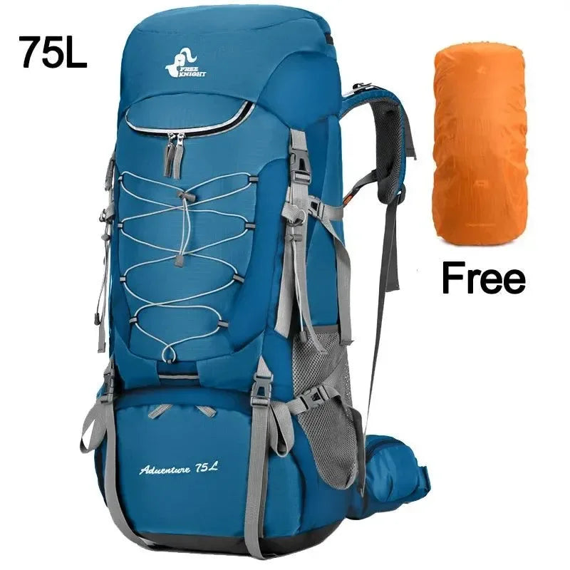75L Camping Backpack with Rain Cover for Hiking, Climbing, and Mountaineering - Trekker Essentials