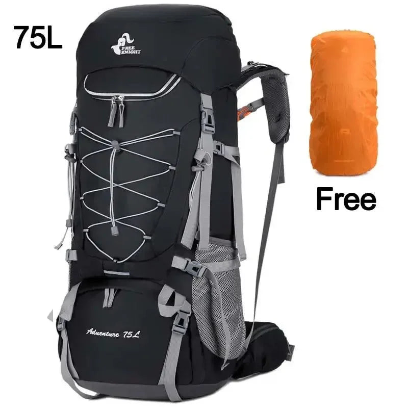 75L Camping Backpack with Rain Cover for Hiking, Climbing, and Mountaineering - Trekker Essentials