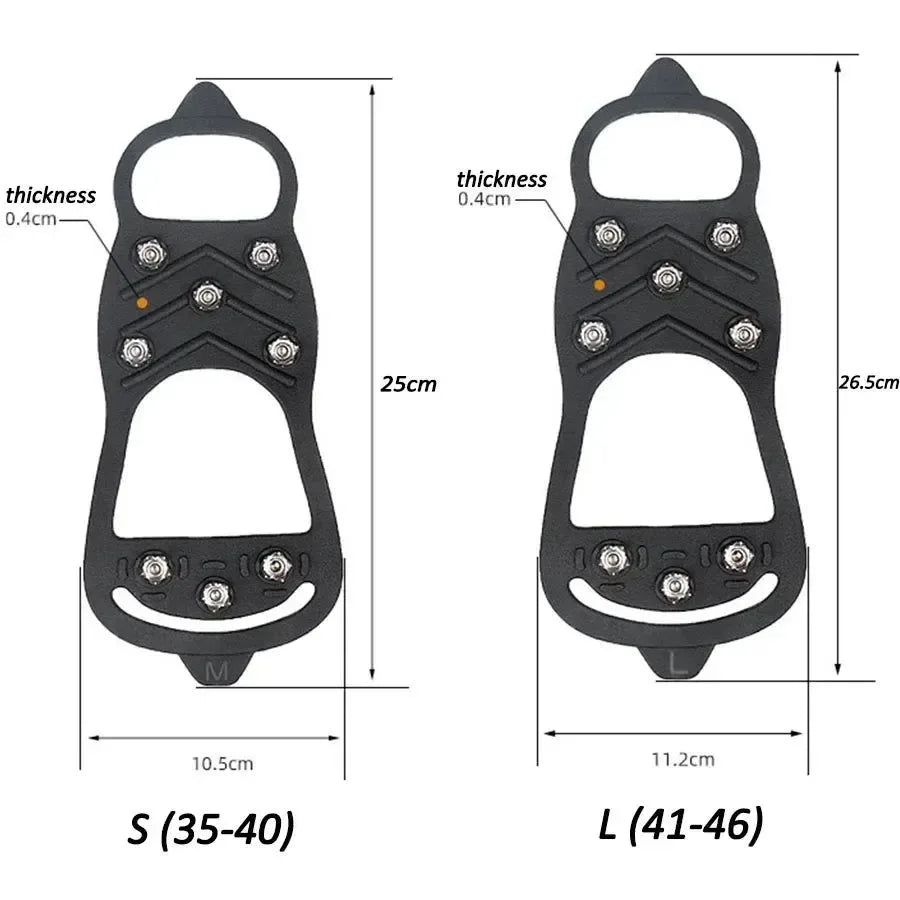 8-Teeth Ice Gripper Spikes - Anti-Slip Crampons for Winter Hiking, Mountain Climbing, and Snow Walking - Trekker Essentials