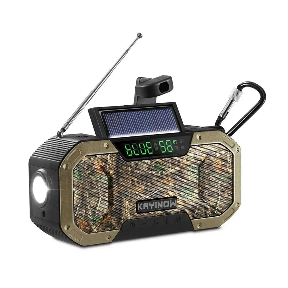 8000mAh Hand Crank Solar Power Radio - Portable AM/FM/NOAA Weather Radio with LED Flashlight and Bluetooth 5.0 Speaker - Trekker Essentials