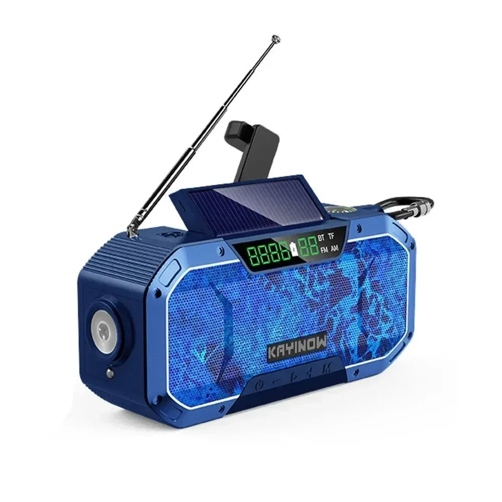 8000mAh Hand Crank Solar Power Radio - Portable AM/FM/NOAA Weather Radio with LED Flashlight and Bluetooth 5.0 Speaker - Trekker Essentials