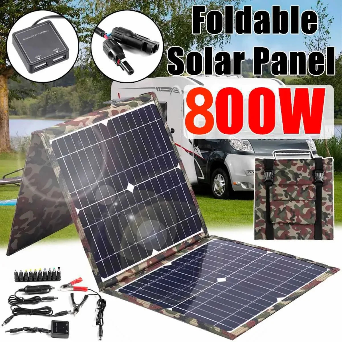 800W Foldable Solar Panel Kit — 18V Portable Power Station with MPPT Charger for Camping, RV, Car & Boat - Trekker Essentials