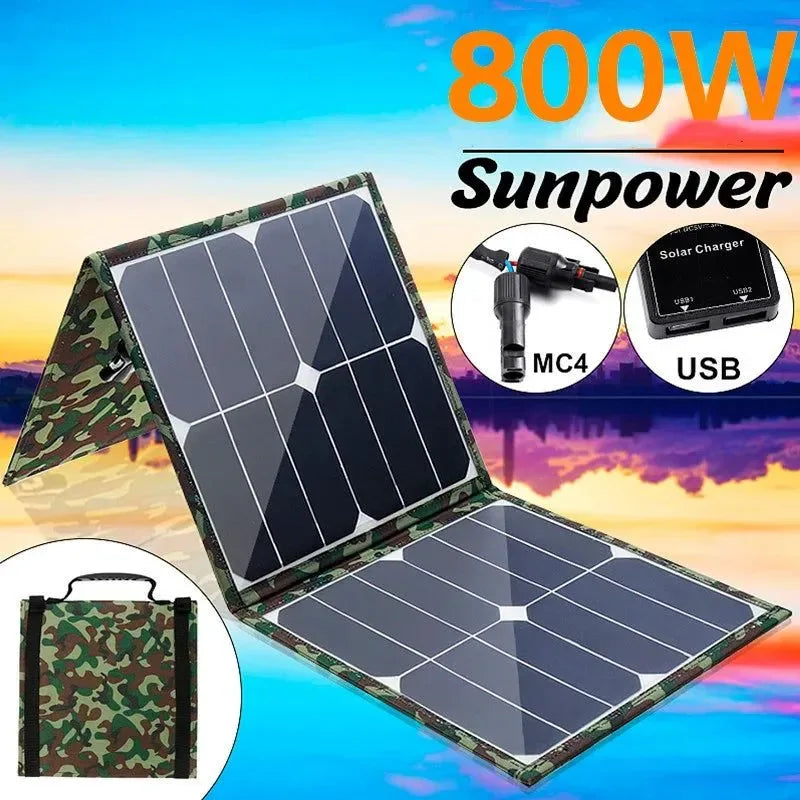800W Foldable Solar Panel Kit — 18V Portable Power Station with MPPT Charger for Camping, RV, Car & Boat - Trekker Essentials