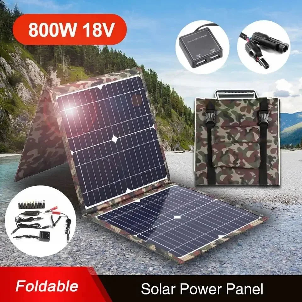 800W Foldable Solar Panel Kit with MPPT Controller and Portable Power Station for Camping, Car, Boat & Caravan - Trekker Essentials
