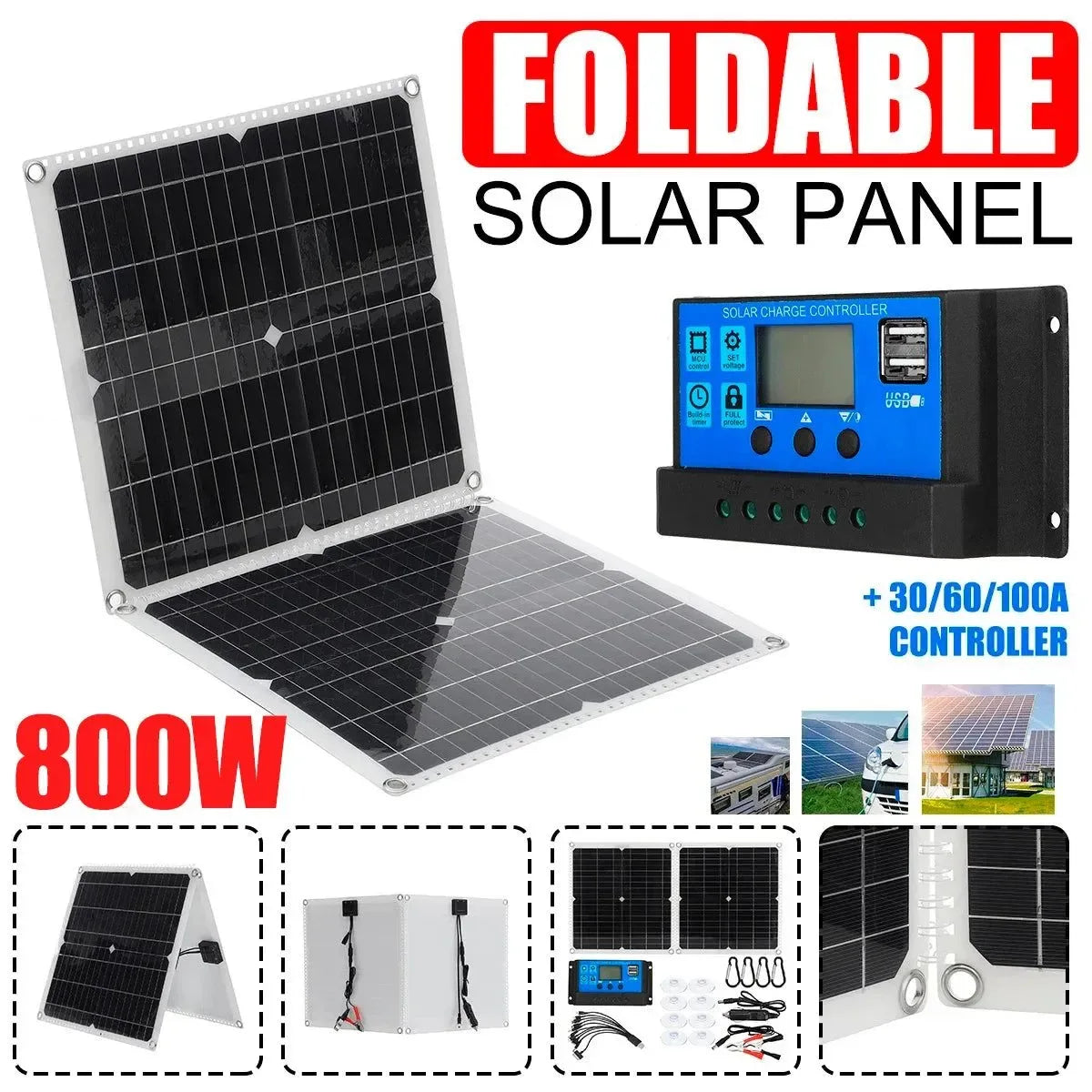 800W Solar Panel With Dual USB+DC Output - Trekker Essentials