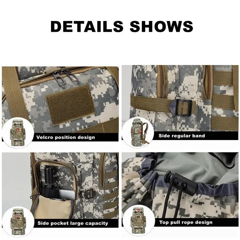 80L 900D Oxford Backpack - Large Waterproof Military Tactical Bag for Outdoor Sports - Trekker Essentials