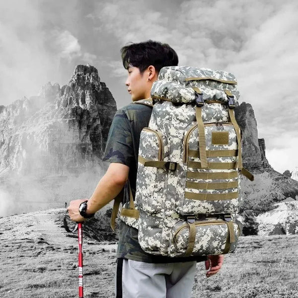 army hiking backpack 80L Military Tactical – 900D Oxford Waterproof Outdoor Bag Color:Jail Bird Chrome Handcrafted Cedar Fishing Lures Crappie Softbait and a removable waist