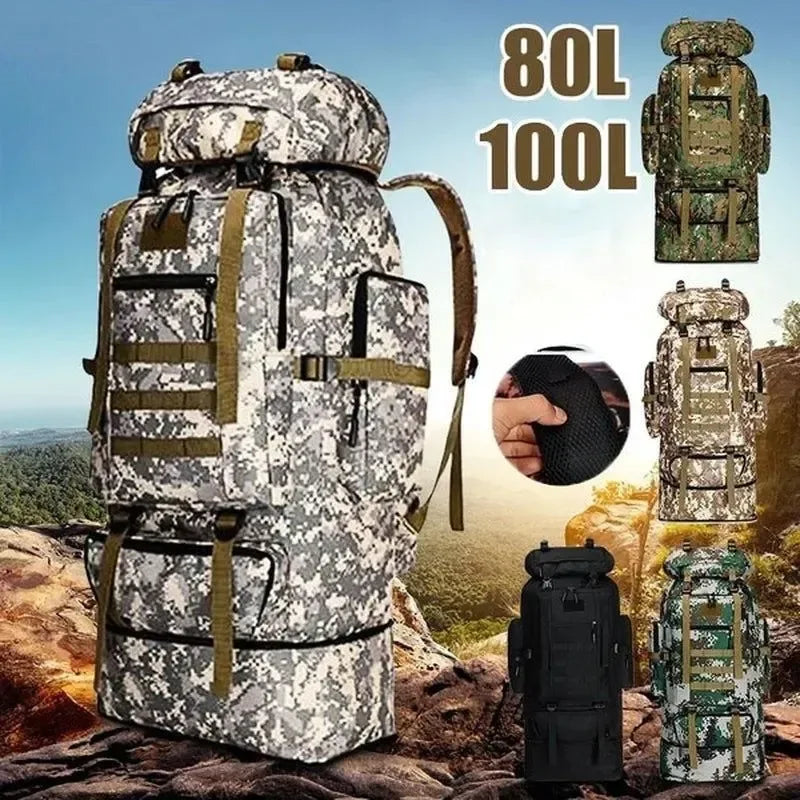 80L/100L Mountaineering Backpack: Tactical Bag for Outdoor Adventures - Trekker Essentials