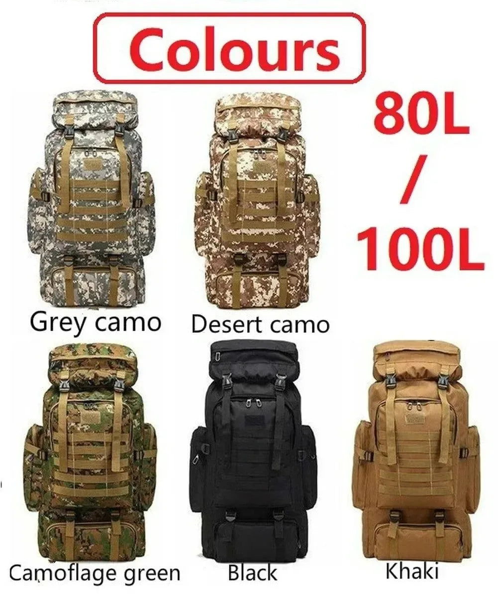 80L/100L Mountaineering Backpack: Tactical Bag for Outdoor Adventures