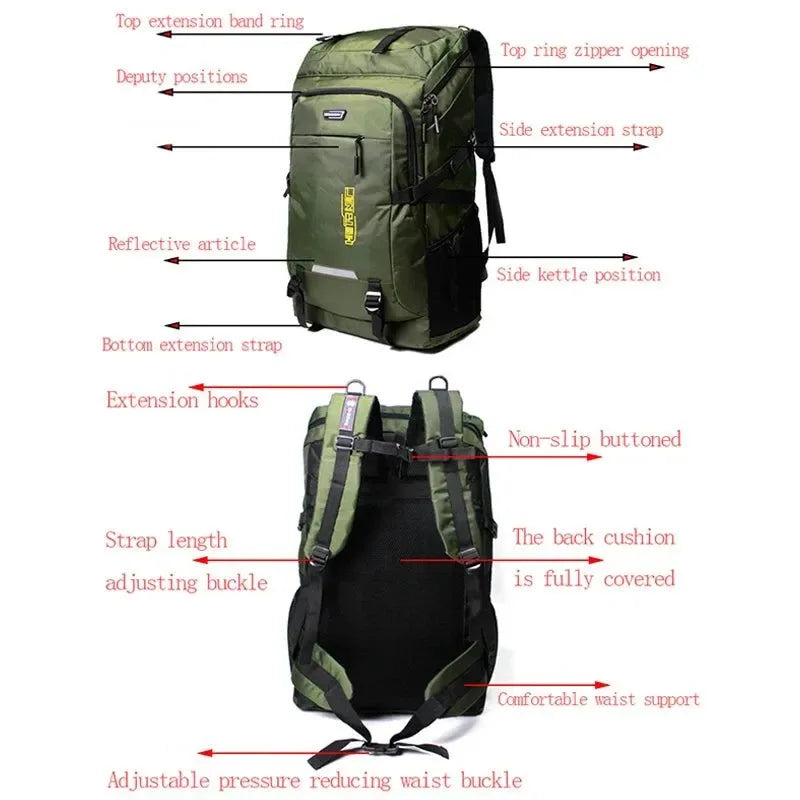 80L/50L Outdoor Backpack - Versatile Rucksack for Sports, Camping, Hiking, and School - Trekker Essentials