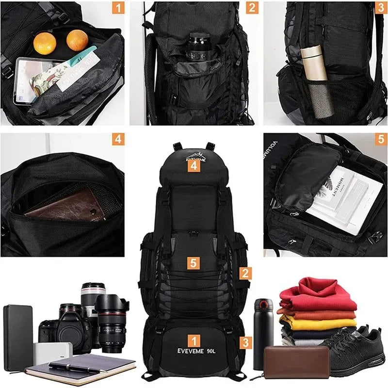 80L/90L Large Camping Backpack: Versatile Travel and Hiking Bag for Men and Women - Trekker Essentials