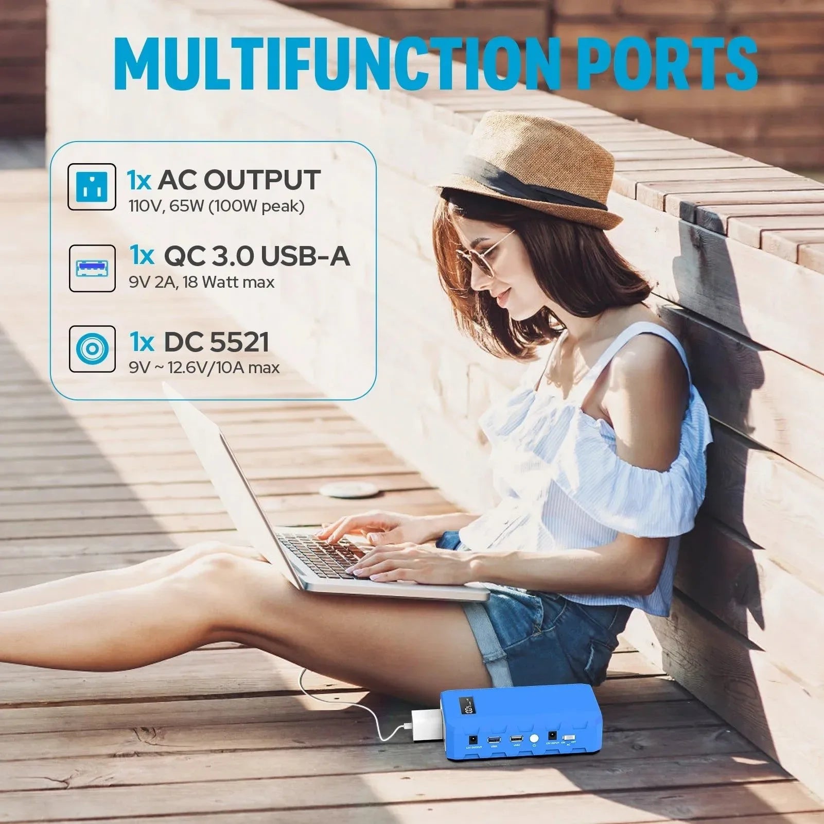 88.8Wh Portable Power Station - 65W AC/DC Outdoor Charger with Display - Trekker Essentials