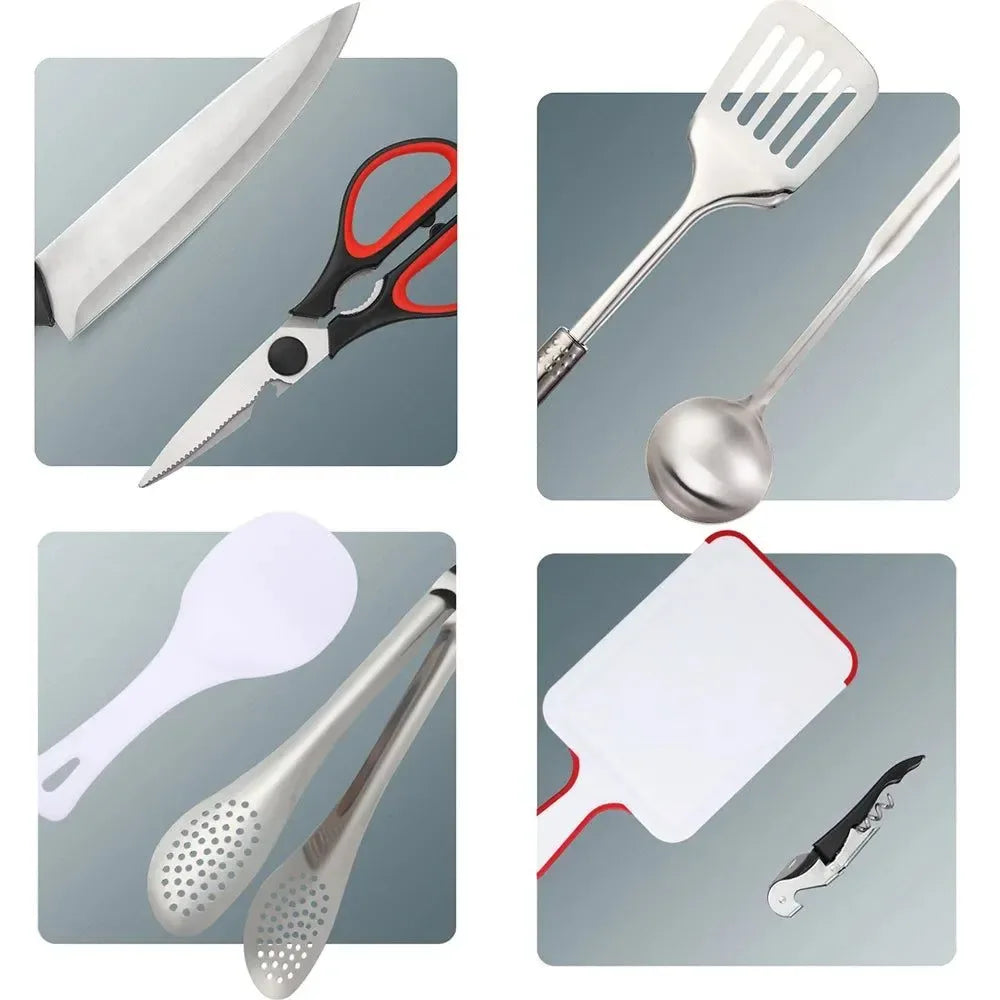 9-Piece Stainless Steel Camping Utensil Set for Outdoor Cooking & Picnics - Trekker Essentials