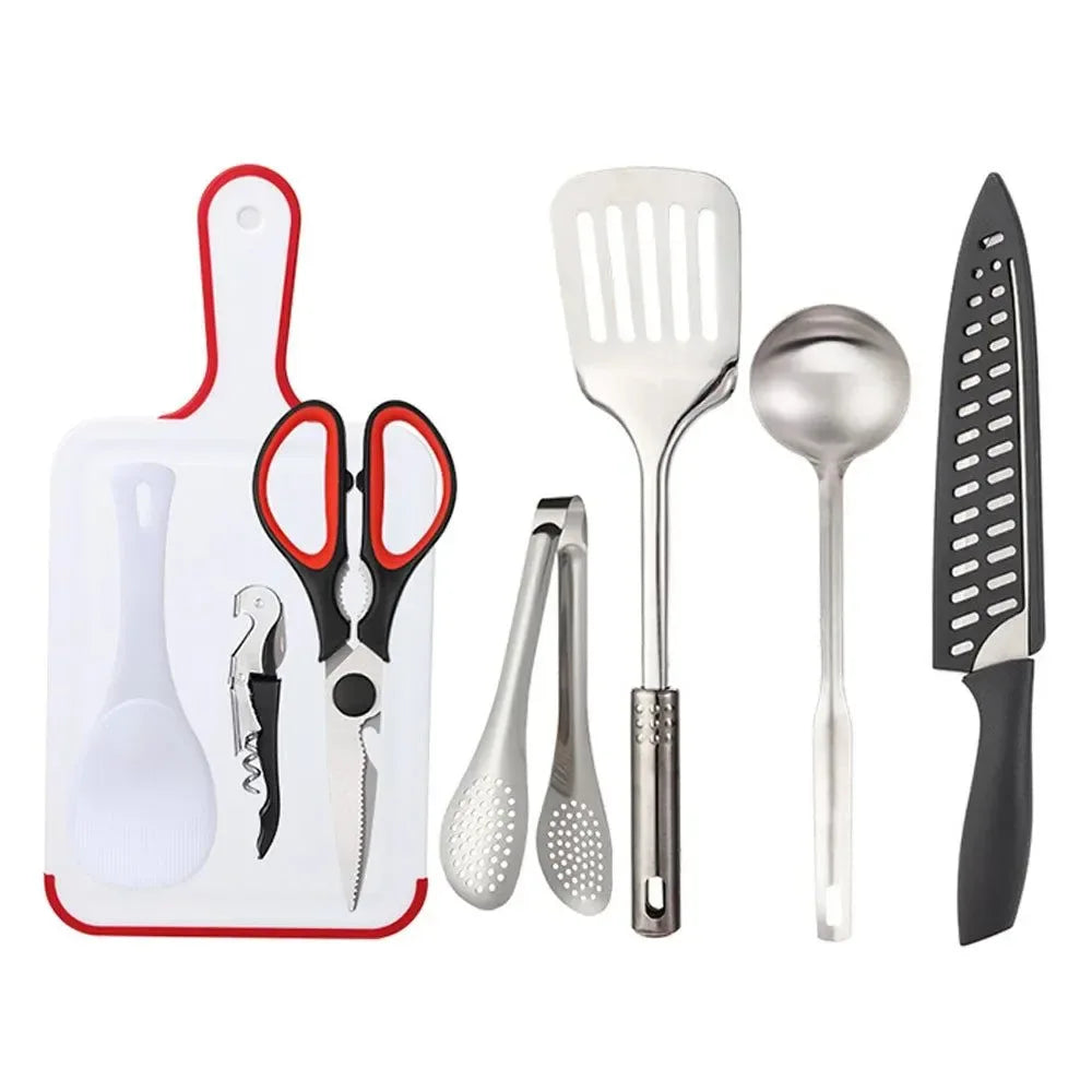 9-Piece Stainless Steel Camping Utensil Set for Outdoor Cooking & Picnics - Trekker Essentials