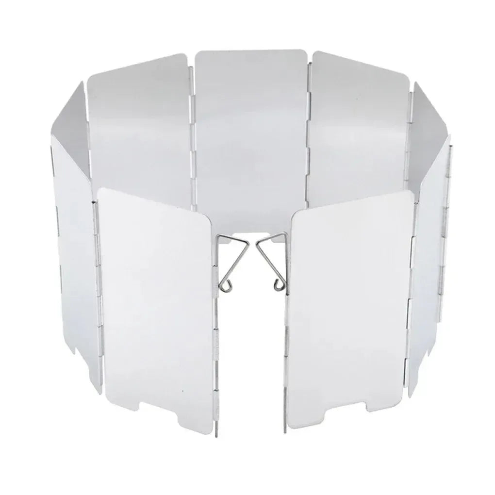 9 Plates Foldable Gas Stove Windshield - Outdoor Camping Windproof Screen for Cooking Burner - Trekker Essentials