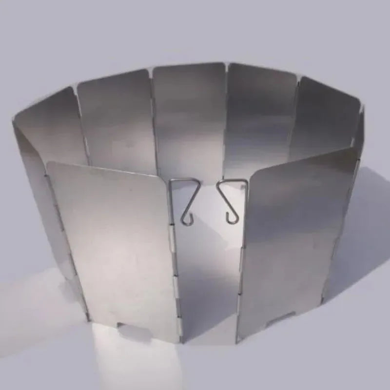 9 Plates Foldable Gas Stove Windshield - Outdoor Camping Windproof Screen for Cooking Burner - Trekker Essentials