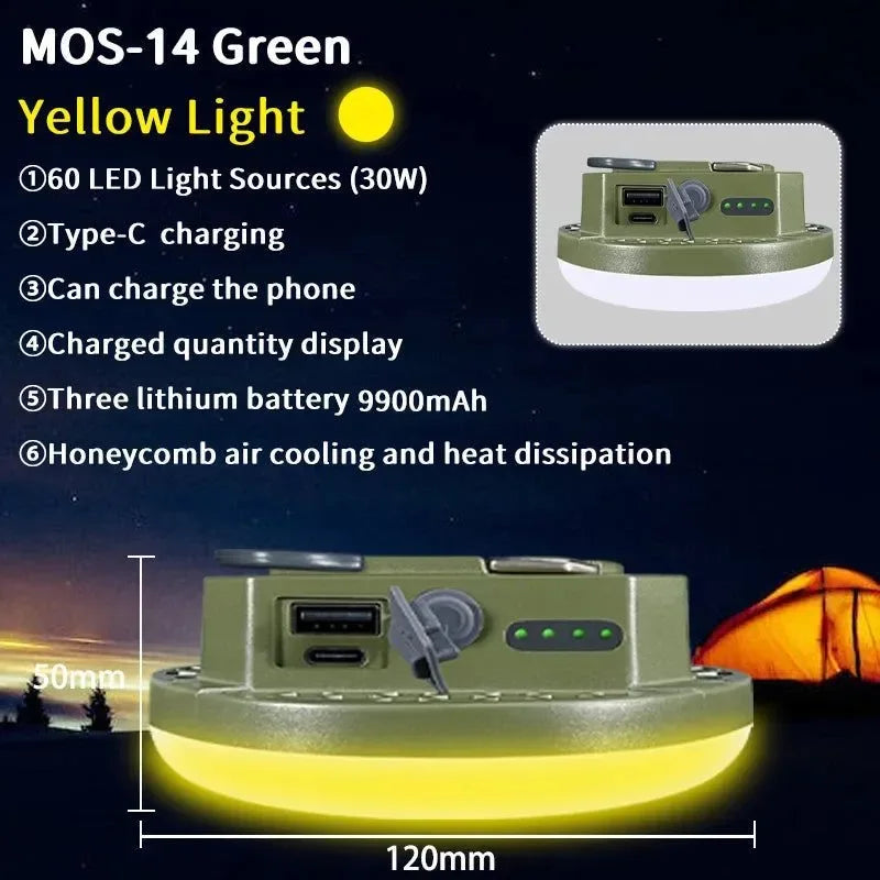 9900mAh Rechargeable Camping Lantern: Ultra-Bright LED Work Light with Magnet & Power Bank - Trekker Essentials