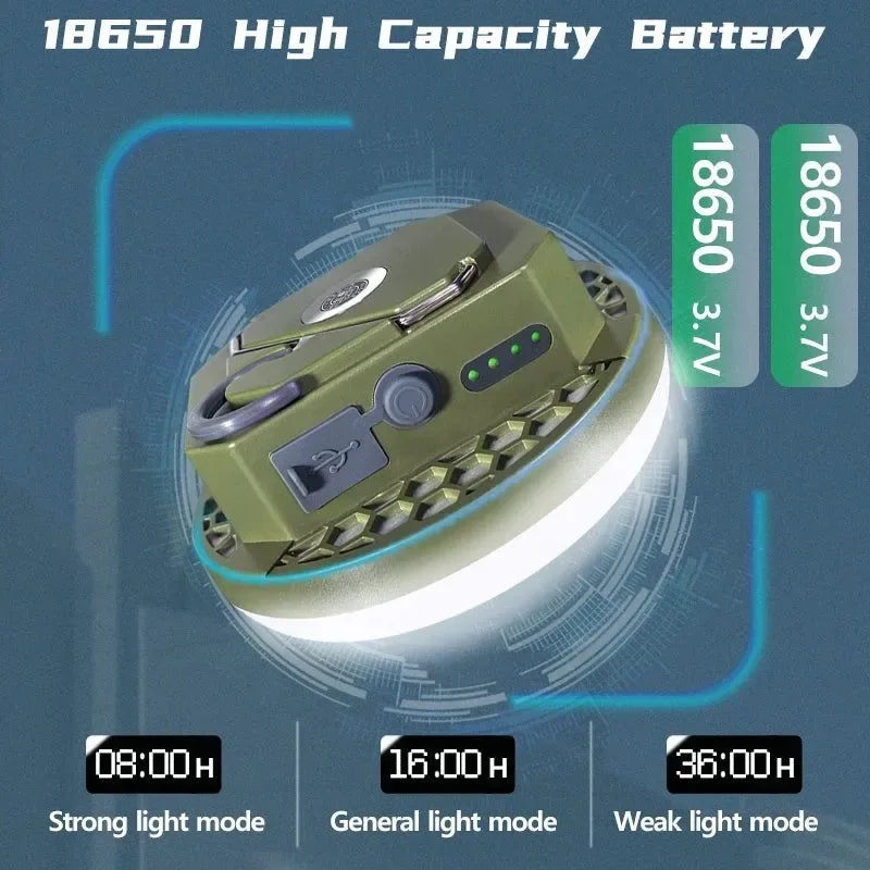 9900mAh Rechargeable Camping Lantern: Ultra-Bright LED Work Light with Magnet & Power Bank - Trekker Essentials