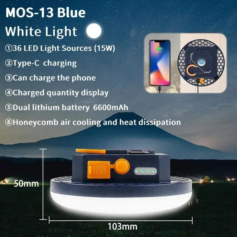 9900mAh Rechargeable Camping Lantern: Ultra-Bright LED Work Light with Magnet & Power Bank - Trekker Essentials