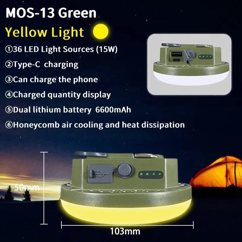 9900mAh Rechargeable Camping Lantern: Ultra-Bright LED Work Light with Magnet & Power Bank - Trekker Essentials