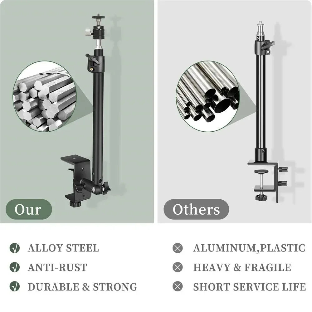 Adjustable C-Stand Tripod with Ball Head - Desktop Monitor & DSLR Mount - Trekker Essentials