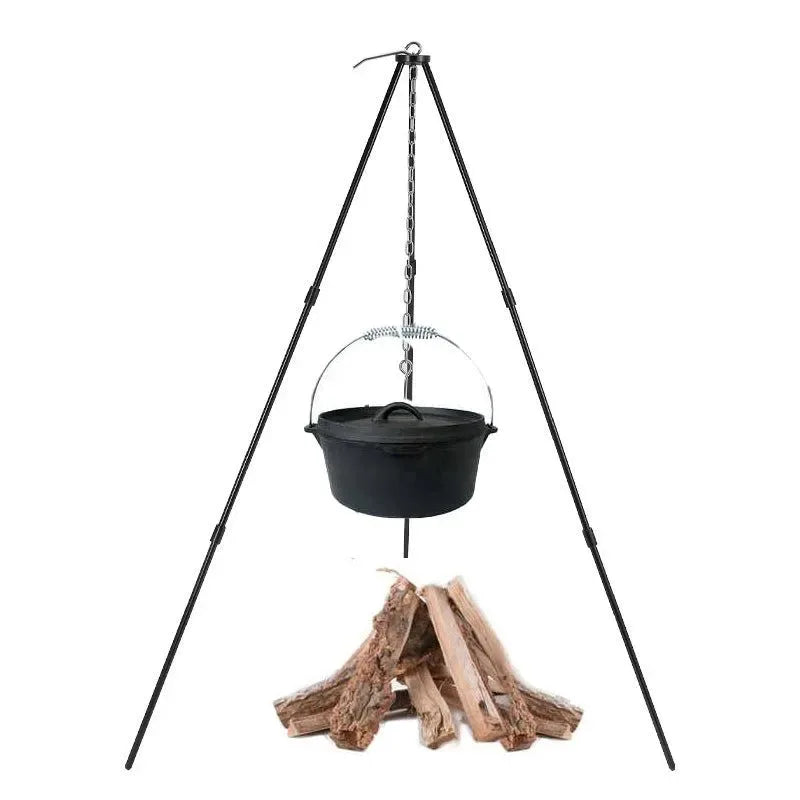 Adjustable Camping Tripod Stand - Lightweight Aluminum Hanging Pot Holder for Outdoor Cooking, BBQ & Dutch Oven (26-78cm Height) - Trekker Essentials