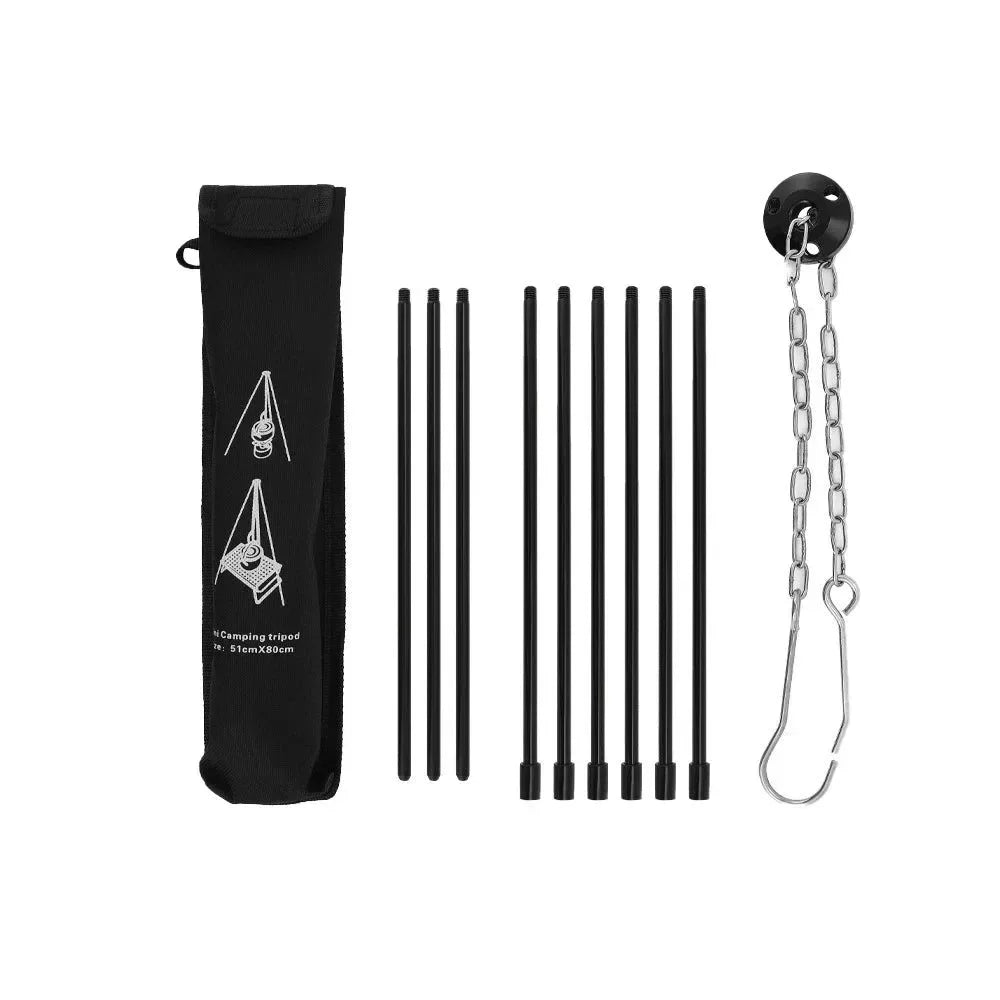 Adjustable Camping Tripod Stand - Lightweight Aluminum Hanging Pot Holder for Outdoor Cooking, BBQ & Dutch Oven (26-78cm Height) - Trekker Essentials