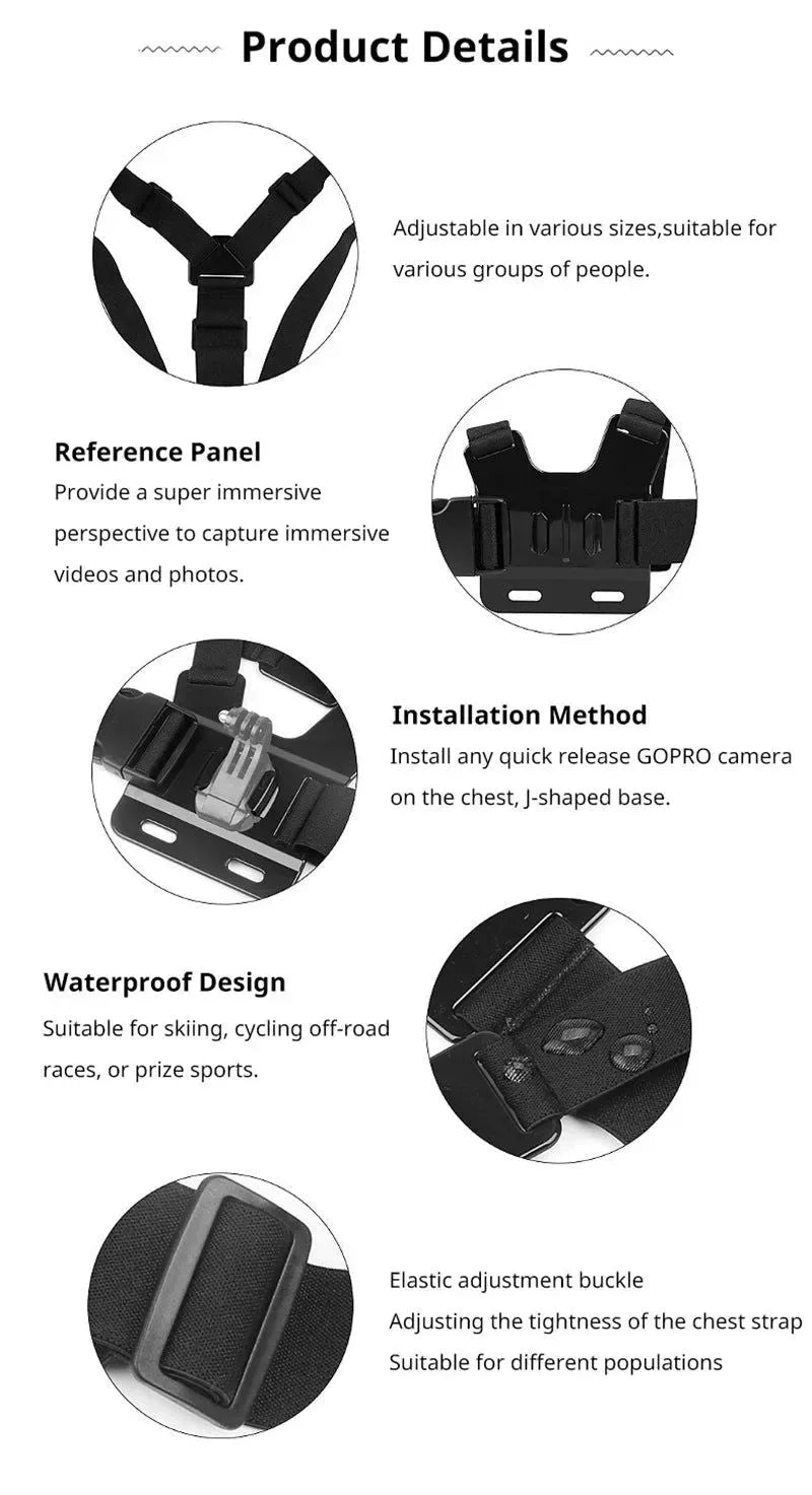 Adjustable Chest Strap Mount for Action Cameras – Compatible with GoPro, Insta360, DJI, SJCAM & More - Trekker Essentials