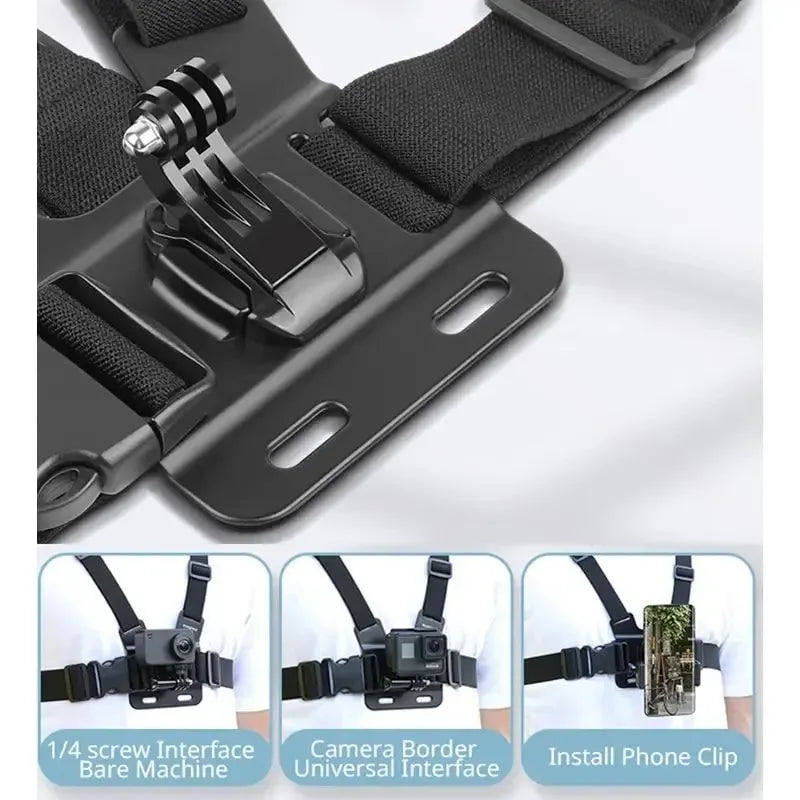 Adjustable Chest Strap Mount for Action Cameras – Compatible with GoPro, Insta360, DJI, SJCAM & More - Trekker Essentials