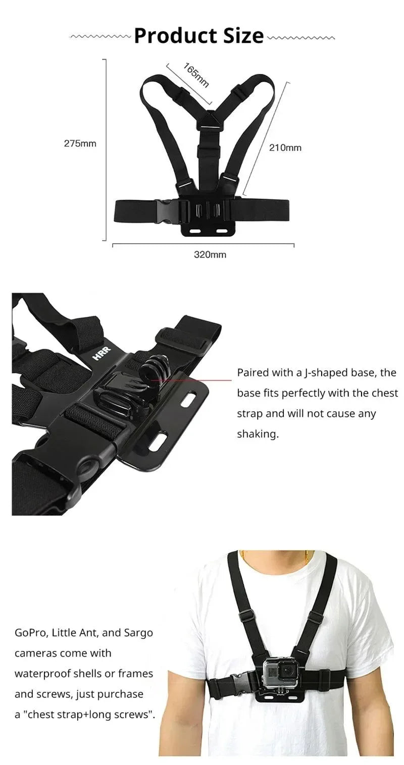 Adjustable Chest Strap Mount for Action Cameras – Compatible with GoPro, Insta360, DJI, SJCAM & More - Trekker Essentials