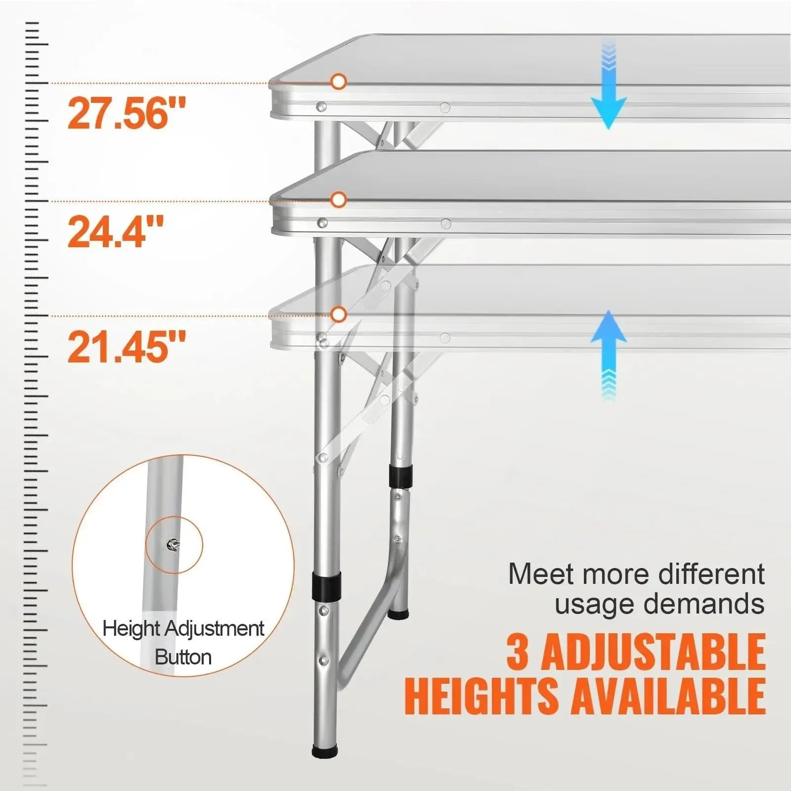 Adjustable Height Camping Kitchen Table – Portable Folding Table with Carry Bag for Outdoor Cooking - Trekker Essentials