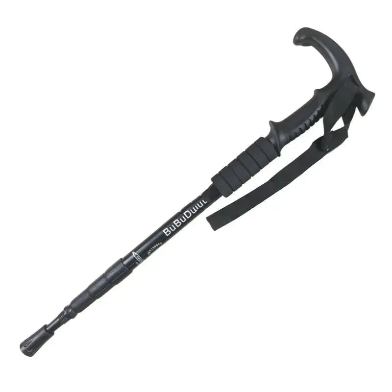 Adjustable High-Strength Alloy Trekking Pole - 110cm Wood Handle Hiking Accessory for Men and Women - Trekker Essentials